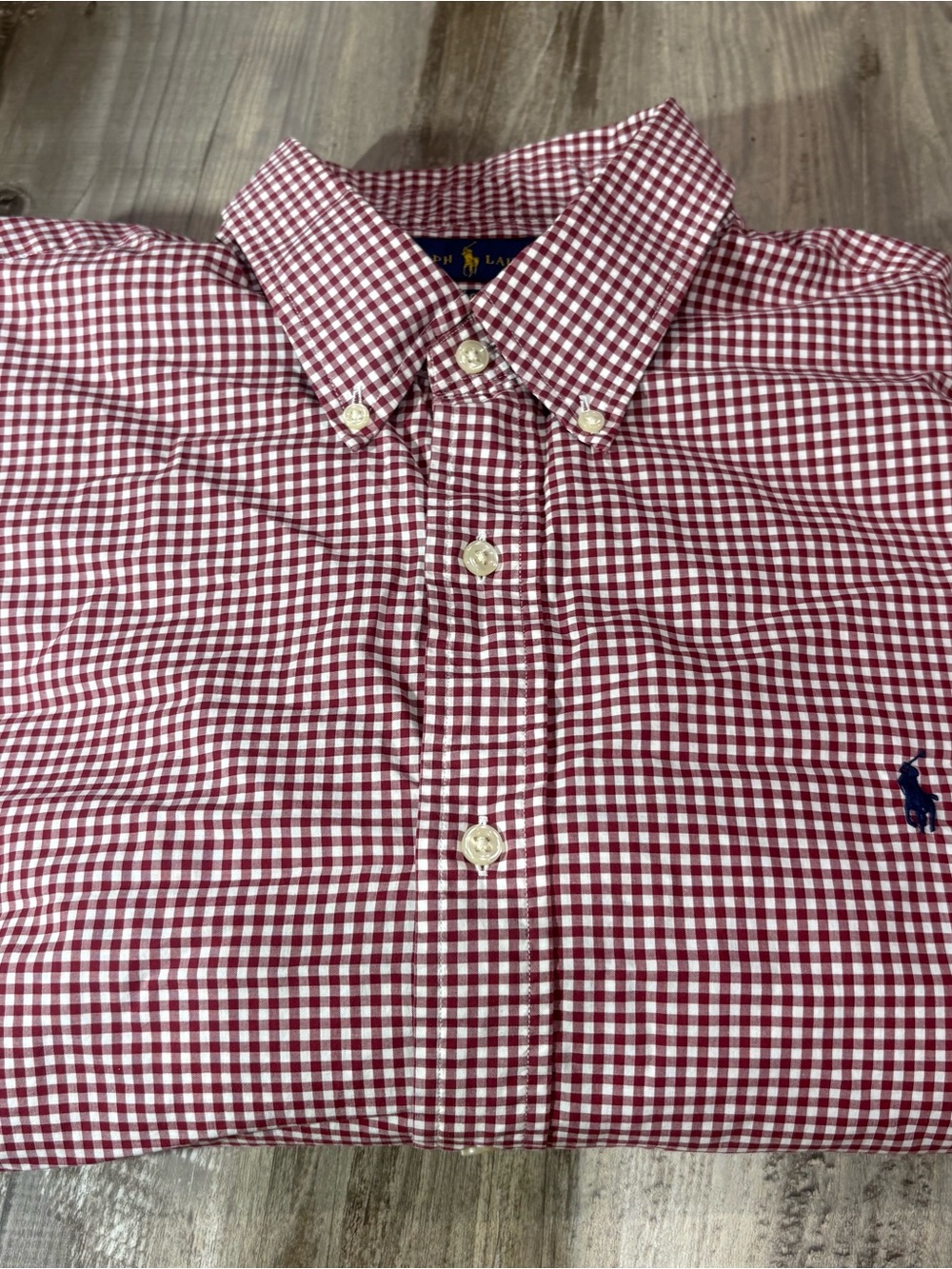 Ralph Lauren Red Check Long Sleeve Button Down Shirt 100% Cotton Stretch XL
